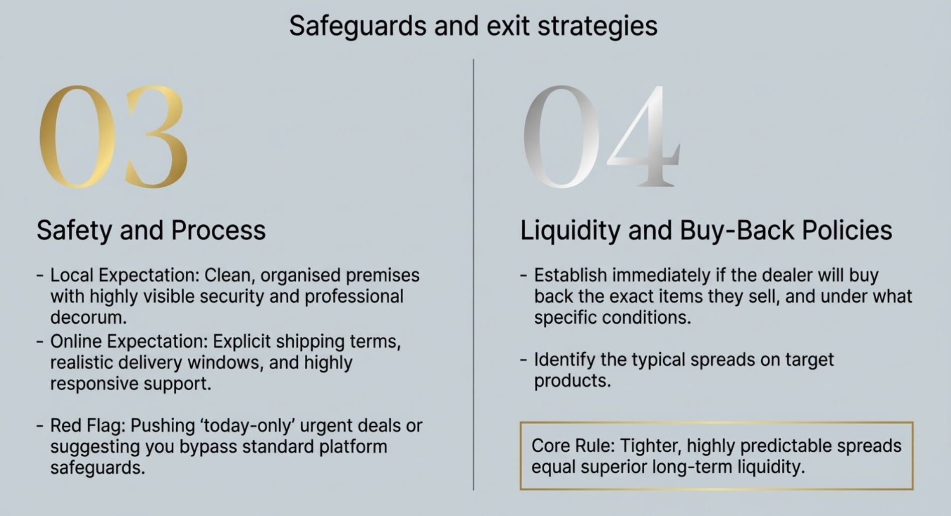 Safety and process and Liquidity and buy‑back policies