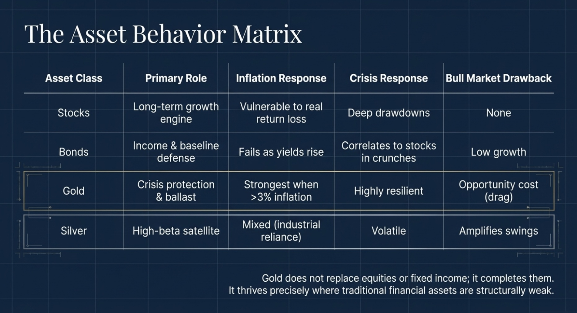 Gold vs stocks vs bonds