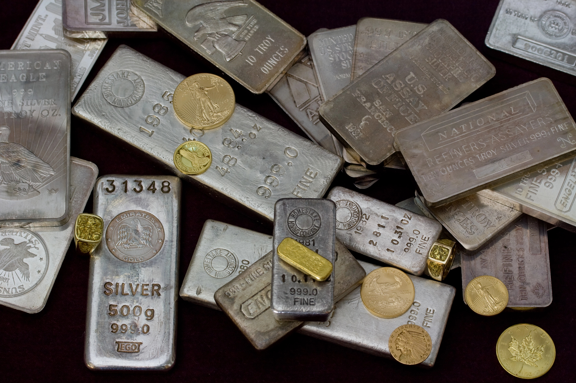 Silver and gold bars