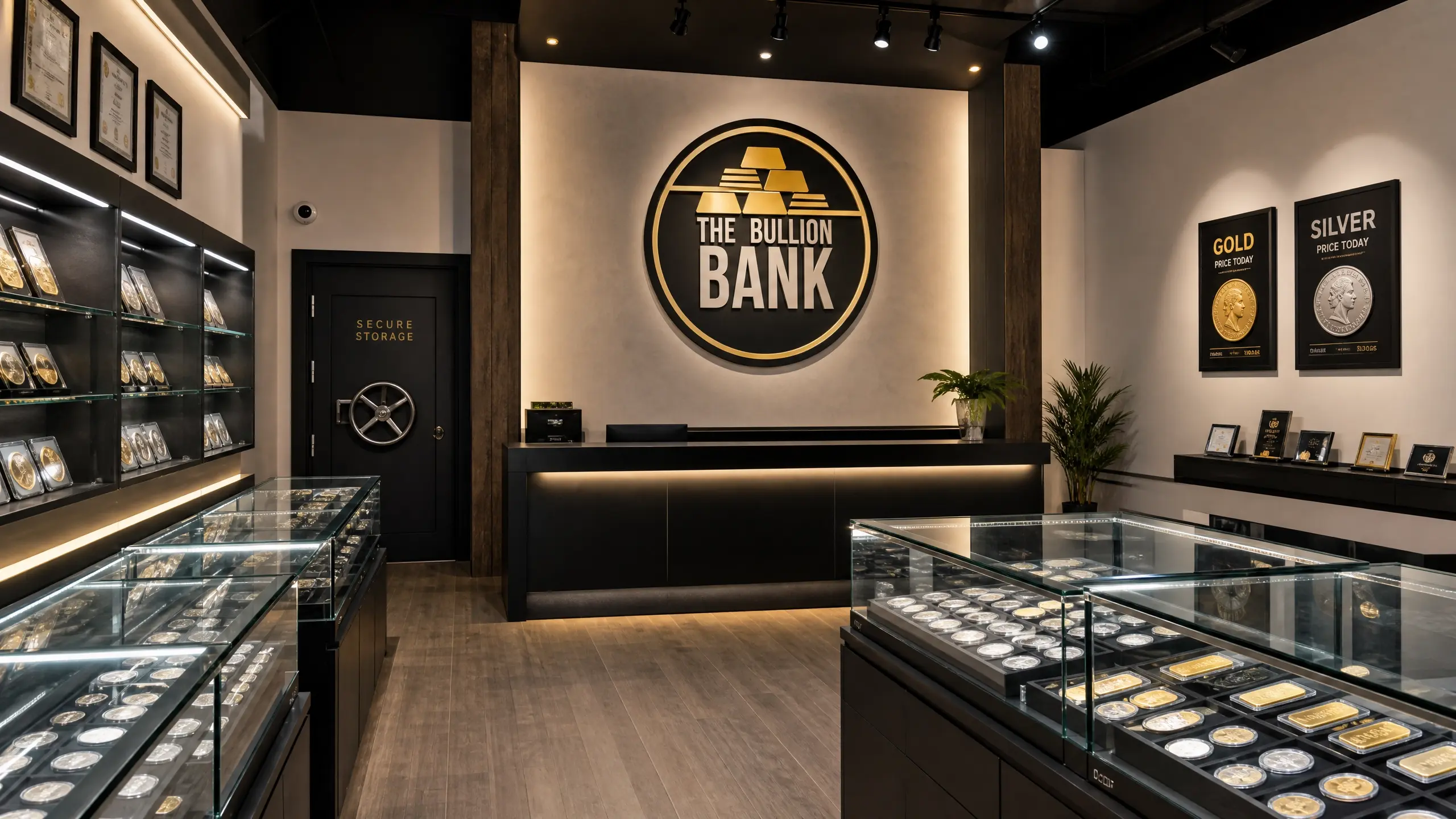 Interior of a high-end, modern coin and bullion dealership