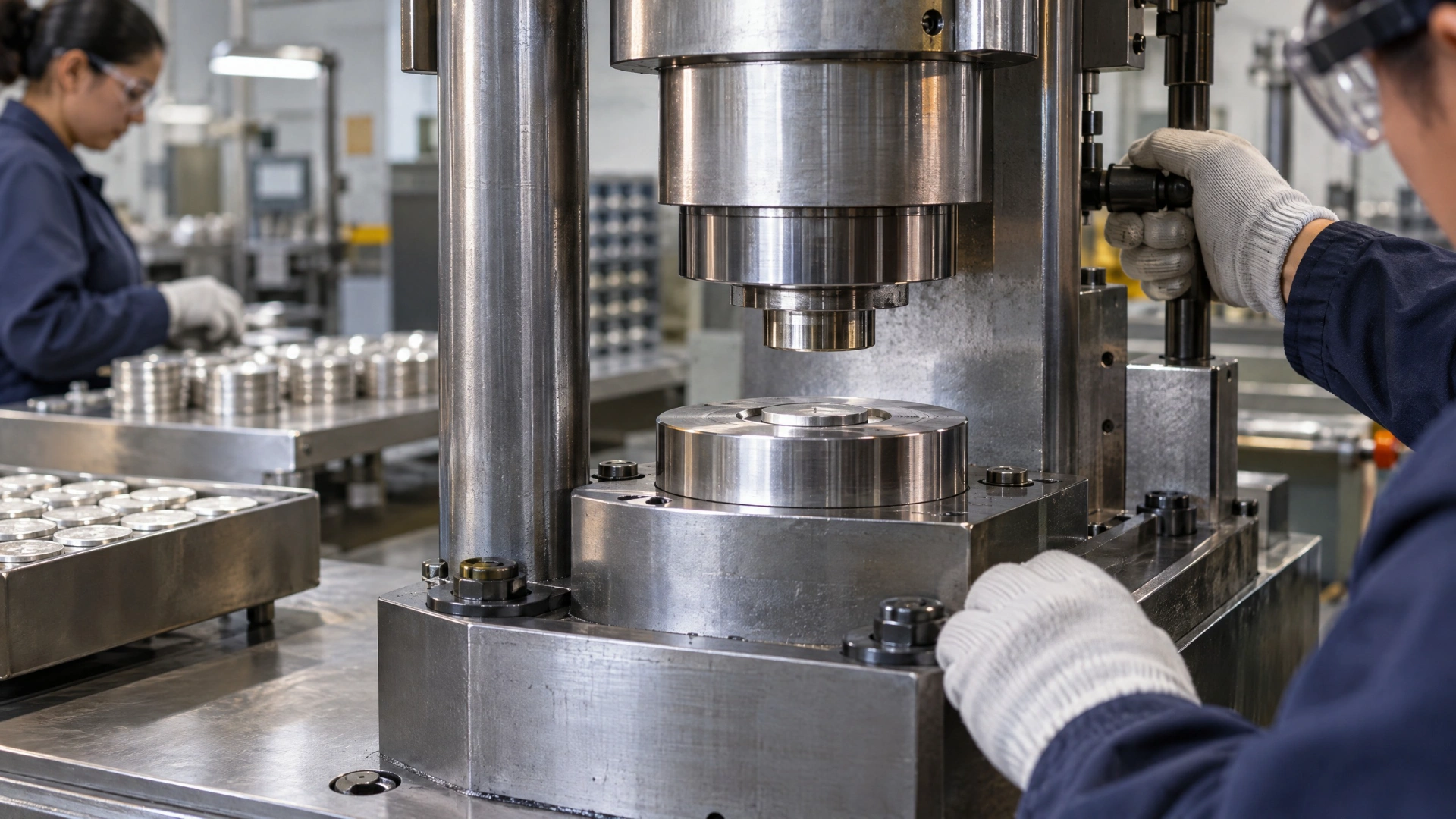 Precision equipment in a modern precious-metals minting workshop.