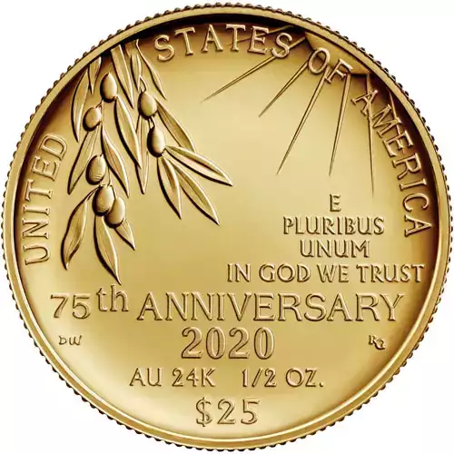 2020 1/2 oz Gold End of World War II 75th Anniversary Medal (2)