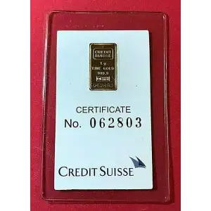 1 g Credit Suisse Gold Vintage bar in